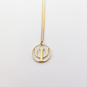 Collier personnalisé à initiales style Psi Collier de sororité lettre grecque Psi Charme de fraternité Or 18K Symbole Psi en acier inoxydable - Product Image 6
