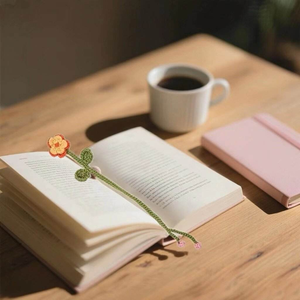 Kit de fabrication de marque-pages en crochet en forme de fleur avec fil tubulaire coloré, 8 pièces pour la création de marque-pages faits main, décoration de livres - Product Image 5