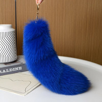 Vente en gros de queues de renard noires de luxe de 40 cm, grandes et moelleuses, porte-clés en fourrure de renard pas cher pour la décoration