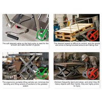 Plataforma Elevadora de Tijera Manual HUGO PA de Acero Inoxidable con Ruedas de Goma, Altura Máxima de 900 mm para Almacén