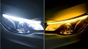 Universal 60cm DRL Car Flexible LED Strip Lights Amber Turn Light Head Lamp Signal Led Lights 12V White
