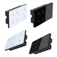 Interrupteur intelligent Wi-Fi 6 voies avec moniteur de consommation, panneau tactile en verre, module Wi-Fi et sécurité enfant