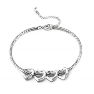 Customizable PVD 18K Gold Plated Heart Charm <b>Bracelet</b> | <b>Snake</b> <b>Chain</b> & Engravable Blank Heart Charms | Personalized Name Jewelry - Product Image 5