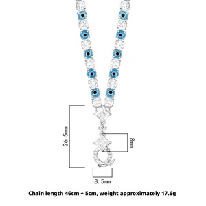 Collier œil porte-bonheur en cuivre écologique de qualité supérieure avec chaîne réglable et zircone cubique taille ronde pour accessoires de pendentif DIY - Product Image 2