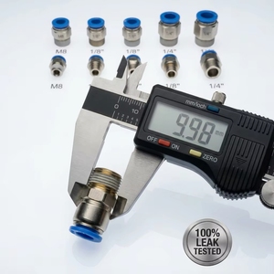 Conectores Neumáticos de Empuje Rápido, Conector Macho Recto de <span class=keywords><strong>1</strong></span>/8, Conexión Rápida de 6 mm, Plástico y Latón - Product Image 1