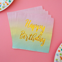 Serviettes en papier carrées modernes jetables 3 plis 4 volets, 5 pouces, tie-dye pastel arc-en-ciel, lot de 50, directement de l'usine, pour décorations de fête