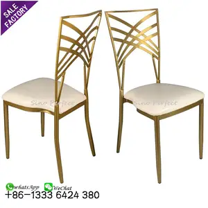 Sinoperfect Good Quality Stackable Golden Crossback Cross Back Metal Restaurant Wedding Chair Wedding Chairs Event Banquet