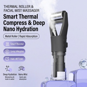 Nouvel appareil portable d'hydratation de la peau 3 en 1, brume nano, vibration sonique, chaleur, masseur facial, rouleau facial thermique intelligent pour les soins de la peau - Product Image 1