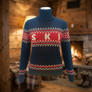 <b>Women's</b> <b>Christmas</b> Knit Sweater Turtleneck Jacquard Cable Pullover Winter Holiday <b>Jumper</b> - Product Image 4