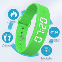 Jam tangan Led Digital pria, arloji tanpa layar tampilan waktu/Tanggal gelang kustom 3D Pedometer olahraga untuk lelaki