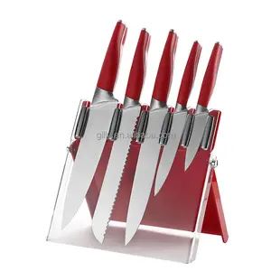 Juego de cuchillos de tallado de vegetales con soporte acrílico transparente, nuevo diseño