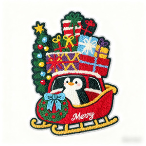 2025 Merry Christmas Top Sale Custom Cartoon Chenille Iron on Patches Jacket Heat Transfer Sew on Embroidery Patch for <strong>Garmant</strong> - Product Image 1