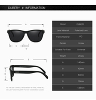 Kacamata Hitam Desainer Kustom DUBERY 2026, Model Kotak Retro Kecil Unisex, Lensa TAC, Bingkai PC, Terpolarisasi, Untuk Luar Ruangan, Pantai, Pria Wanita
