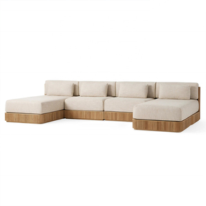 6 chỗ ngồi Gỗ Tếch sofa sọc thiết kế cao cấp Đồ gỗ ngoài trời sân sau boong vườn sofa Set - Product Image 6