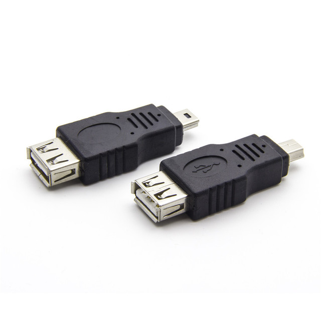 Mini USB 5-Pin Male USB 2.0 Female OTG Adapter Converter PVC Jacket Braid Shielding Camera Monitor Projector Computer Stock