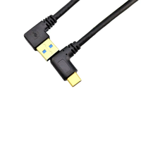 Câble de charge rapide et de transfert de données USB 3.0 Type-C 3.1 mâle-mâle en forme de L à angle droit de 2 m, nickelé, avec gaine TPE/PVC