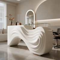 Comptoir de réception commercial extensible blanc élégant et moderne, comptoir de bar minimaliste en plastique PETG, bureaux de luxe, hôtels, centres commerciaux