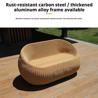 Canapés et bancs de salon traditionnels en rotin tressé PE pour l'extérieur, fauteuils tissés, ensemble de jardin avec coussins imperméables, écologique, pour villa