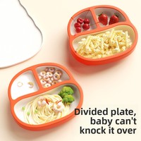Plateau d'alimentation pour bébé avec ventouse, compartiments divisés, bol de sevrage en silicone, ensemble repas incassable pour bébés de 3 mois