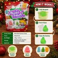 Bonbons gélifiés pelables en forme de bonhomme de neige et de sapin de Noël, saveur fruitée, friandises pelables, fournitures de fête en vrac pour les fêtes de fin d'année
