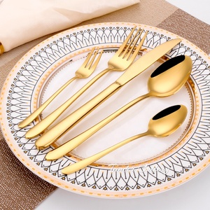 Ensemble de couverts de mariage en or en vente chaude, cuillère, fourchette et couteau en acier inoxydable, ensemble de couverts de restaurant - Product Image 2