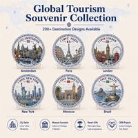 Plato Decorativo de Cerámica con Diseño de Molino de Viento y Tulipanes de la Ciudad de Ámsterdam, Países Bajos, para Personalización OEM ODM al por Mayor