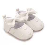 Chaussures pour bébé fille, brodées, premier amour, fermeture velcro, style princesse, grand nœud, tendance