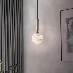 Modern Minimalist Marble Pendant <b>Light</b> Round E27 Bulb Base For Home Dining Bedroom Island <b>Lighting</b> - Product Image 3