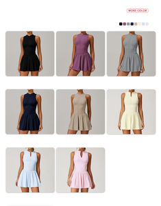 Vestido de tenis para <span class=keywords><strong>mujer</strong></span> con pantalones cortos Body transpirable deportes al aire libre desnudo ajustado ejercicio venta al por mayor logotipo personalizado - Product Image 2