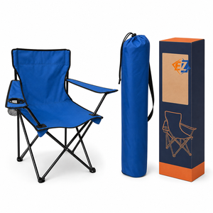 Chaise pliante de camping bleue, chaise de réalisateur avec porte-gobelet, tissu Oxford pour camping en plein air, pêche, pique-nique, OEM personnalisé - Product Image 5