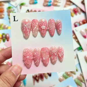 <span class=keywords><strong>Uñas</strong></span> Acrílicas <span class=keywords><strong>de</strong></span> Lujo al por Mayor, 10 Piezas, Diseño Francés, Forma <span class=keywords><strong>de</strong></span> Almendra, Pintadas a Mano en 3D, Reutilizables, <span class=keywords><strong>Uñas</strong></span> Postizas <span class=keywords><strong>de</strong></span> Alta Calidad - Product Image 4