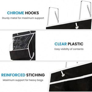 Over Door <b>Wall</b> Hanging Transparent <b>Storage</b> Bag Clear <b>Storage</b> Organizer Holder for Handbag Clothing Scarves - Product Image 4