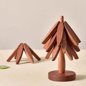 Lot de 4 dessous-de-plat en bois en forme d'arbre pour Halloween et Noël, isolants pour théières et casseroles, tapis de protection pour plats chauds - Product Image 5