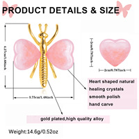 Ornement Papillon en Pierre Naturelle, Cristal en Forme de Cœur, Spécimen Minéral Libellule, Décoration Artisanale Simple, Vente en Gros Direct Usine