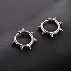 1 Paire/2 Pièces Boucles d'oreilles créoles en fil conique en acier inoxydable avec rivets couleur or PVD, style Punk Hip-hop, bijoux tendance, cadeau, vente en gros - Product Image 5