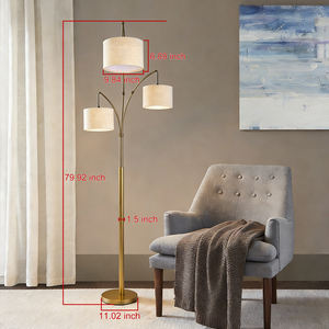 Lámpara de Pie LED de Arco Regulable con 3 Bombillas, Base Pesada, Estilo Mid-Century, Acero Inoxidable, CRI 90, para Dormitorio u Oficina - Product Image 2