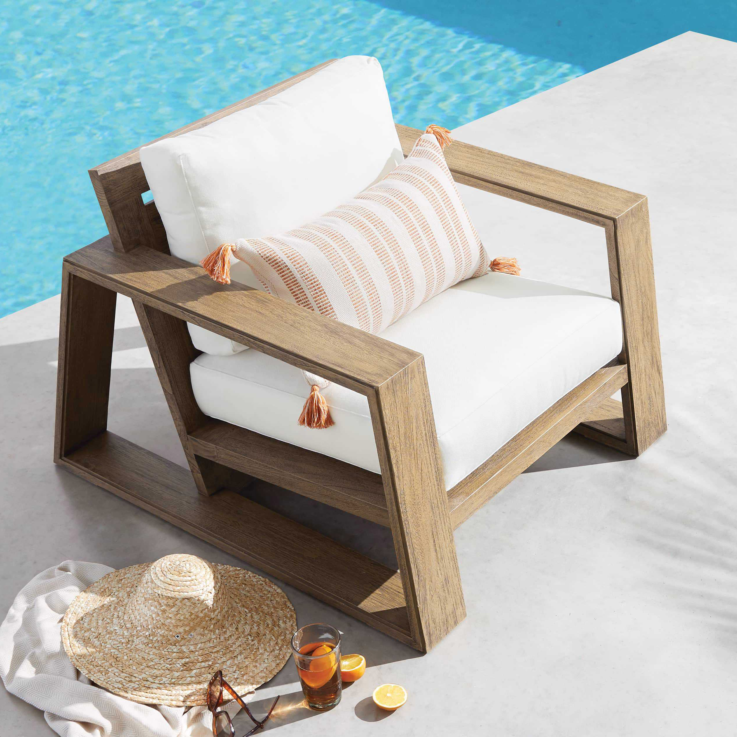 Summer new design outdoor lounge high quality teak furniture patio garden sofas chair with cushion