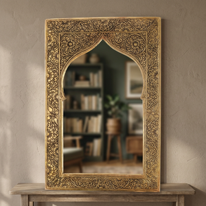 Traditional Brass Arched Wall Mirror Handmade Decorative <b>Frame</b> <b>Islamic</b> Art Style Ornate Design - Product Image 3