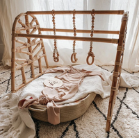 OEM Coussin de change pour bébé en rotin d'herbe de mer et corde de coton, avec poignée, matelas à langer en bois type Moïse et arche d'éveil