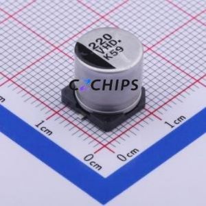 ตัวเก็บประจุอิเล็กโทรไลต์อะลูมิเนียมแบบ SMD รุ่น EEEHD1V221AP ขนาด D10xL10.2 มม. 220uF 20% 35V 220mA-120Hz - Product Image 1
