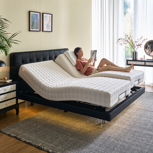 Electrically Adjustable Zero-gravity Smart Bed Frame with Memory Foam Smart Bed Body and Leather Soft Cushion Smart Bed