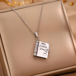 Collares con Colgante de Libro de Acero Inoxidable, Superventas 2026, Una Letra para Mis Hijas, Mamá, Hijo, Amante, Collar con Libro, Se Puede Personalizar con Logotipo - Product Image 5