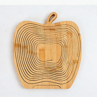 Panier à fruits pliable en bois, bol de rangement naturel en forme de pomme, organisateur de cuisine, décoration d'intérieur