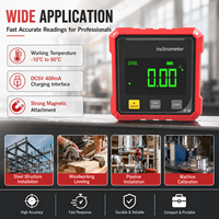 Inclinometer Digital Presisi Tinggi 4x90 dengan Laser Pengukur Sudut, Basis Magnetik, dan Pengisi Daya Ulang untuk Pekerjaan Kayu