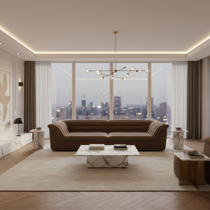 Divano in Velluto Marrone Personalizzabile in Dimensioni e Colore, Rivestimento in Tessuto Premium Morbido, <span class=keywords><strong>Grande</strong></span> Divano Robusto e Durevole per <span class=keywords><strong>Soggiorno</strong></span>, Arredamento Casa - Product Image 1