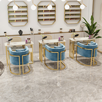 Table à ongles moderne en bois avec chaises, station de manucure pour salon de beauté, mobilier multifonctionnel pour spa des ongles