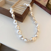 Collier de perles d'imitation baroques irrégulières plaqué or, bijoux artisanaux bio pour femmes, vente en gros