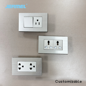 Norme sud-américaine 2 gangs 1 voie 2 voies interrupteur à bouton-poussoir électrique plaque en acier inoxydable prise murale 1 prises 16A - Product Image 4