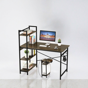 Escritorio de ordenador con marco de metal de diseño moderno ajustable con estantería extensible para uso doméstico o de oficina - Product Image 3