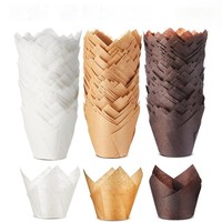 Lot de 50 moules à cupcakes en papier blanc en forme de tulipe classique pour la pâtisserie DIY et la présentation en buffet
